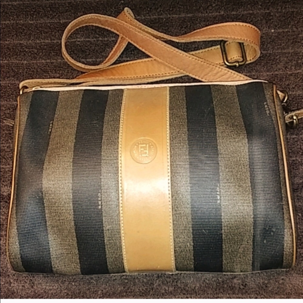 Fendi Penguin Striped Vintage Crossbody Bag